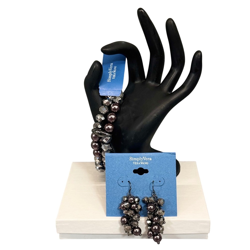 NWT Simply Vera Wang Beaded Jewelry Set Bracelet‎ & Dangle Earrings